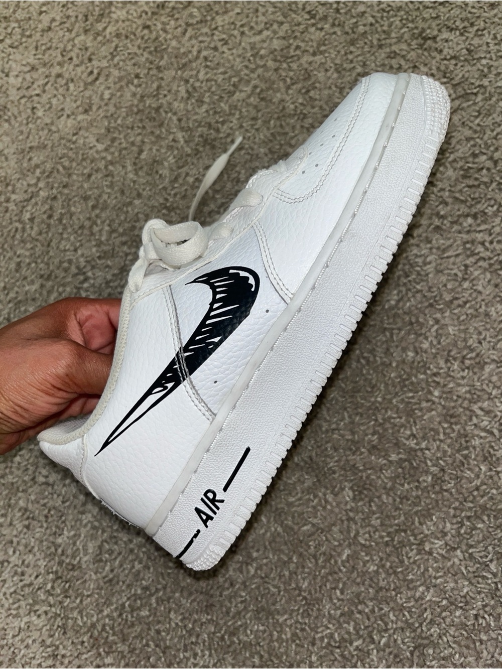 Nike Air Force 1 Doodle Swoosh Sneakers (5.5Y or Women’s 7)